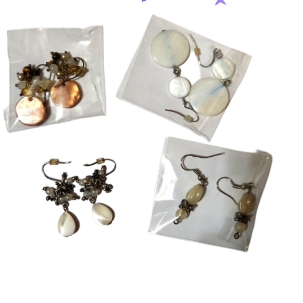 Mother of pearl vintage earring lot dangles